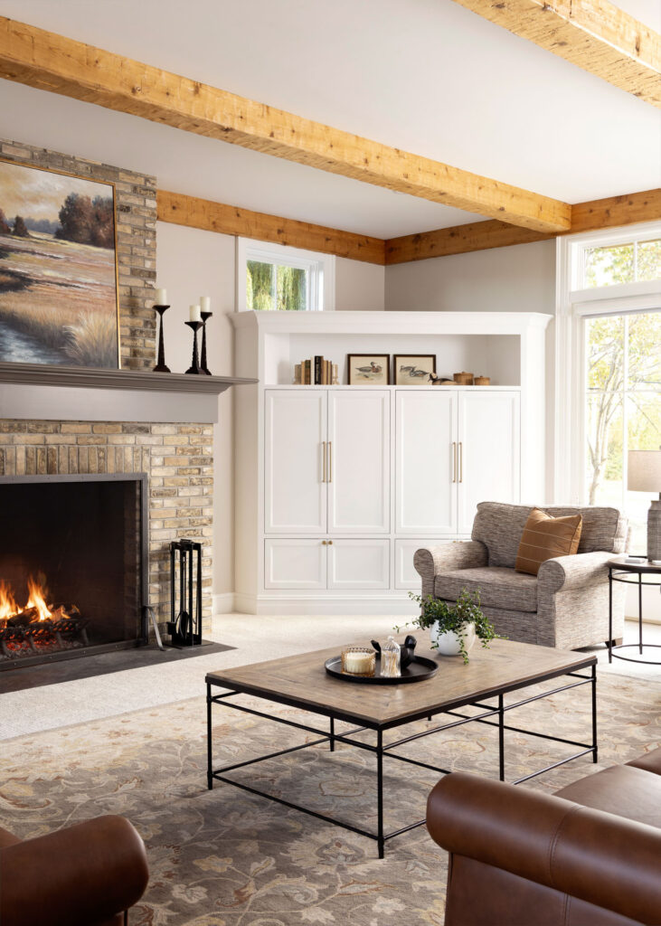 Oak Creek Rustic Beam Living Room Oakwood Farms Remodel and Design by Refined & Co.
